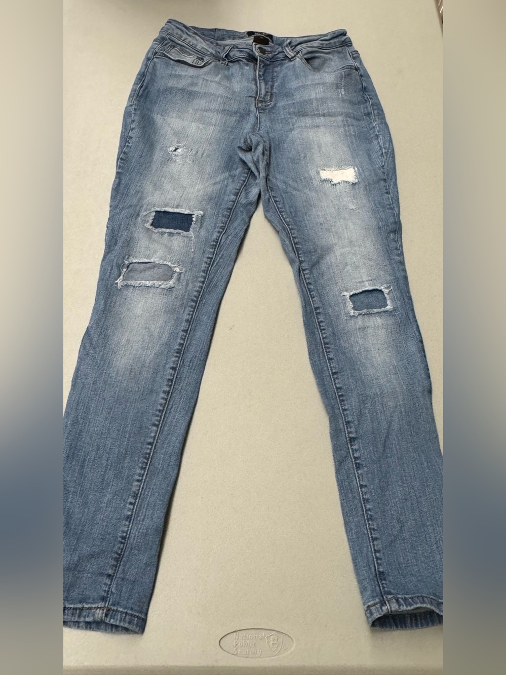 Earl Jeans Women’s ankle cuff Light Blue Ripped Distressed straight leg Jean Y2K